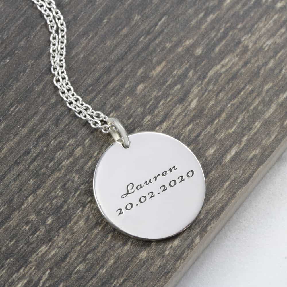 Coin Necklace - 25mm - Silvery Jewellery - Personalised Jewellery Gifts