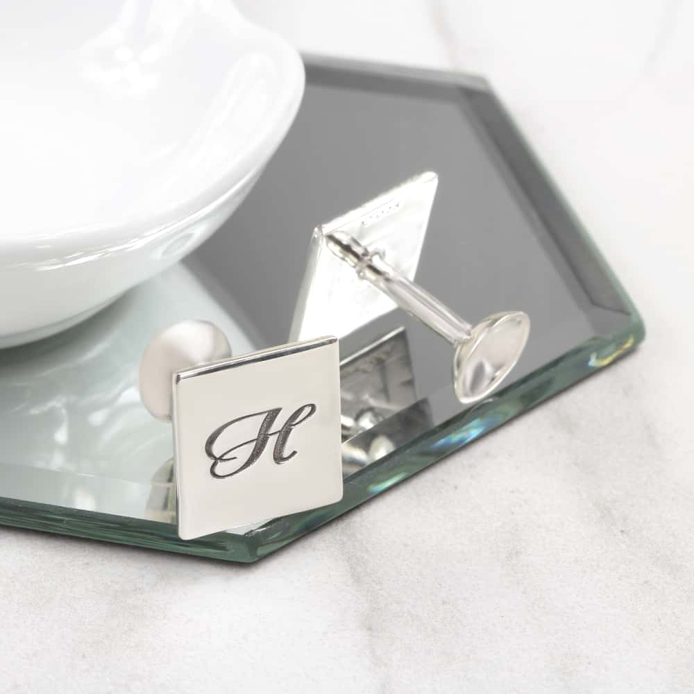 Square Initial Cufflinks - Silvery Jewellery - Personalised Jewellery Gifts online in Australia